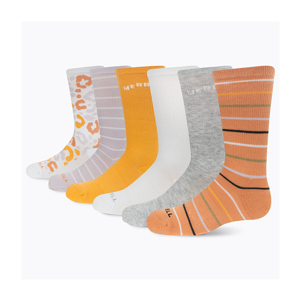 Merrell Kids Everyday Sock 6 Pack (Orange Assorted)