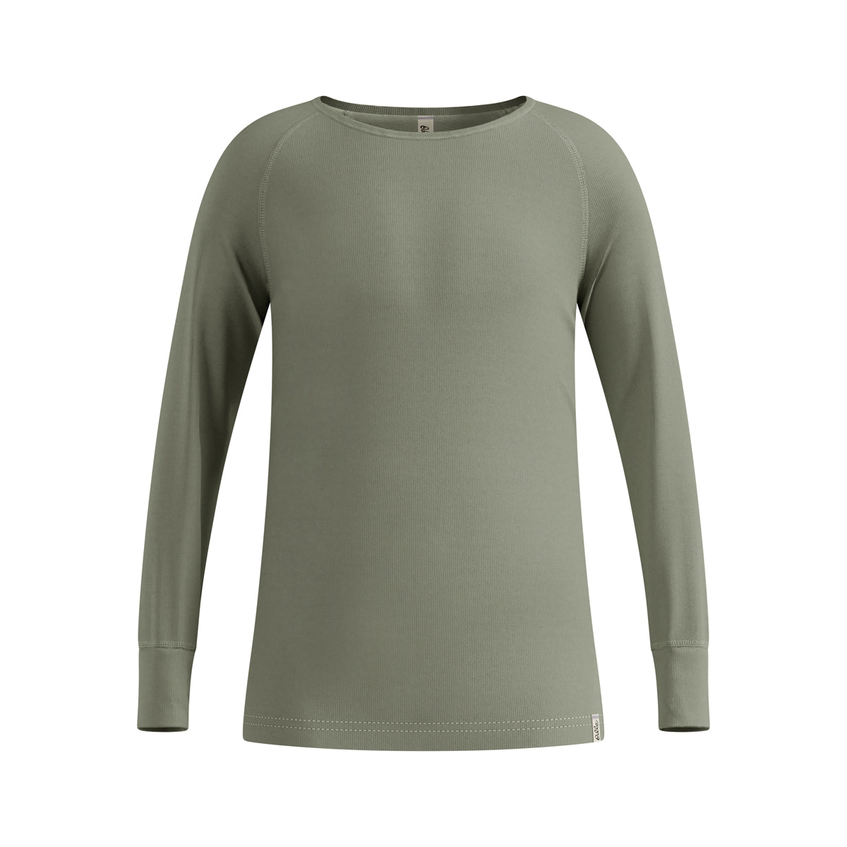 Green long-sleeve thermal top on a white background