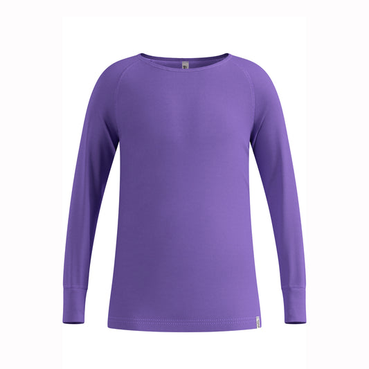 Purple thermal kids top on white background