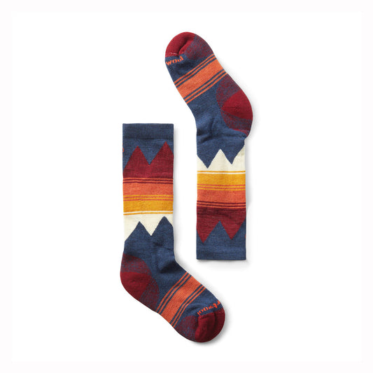 Smartwool Kids Ski Light Cushion Socks Colorful patterned socks on a white background