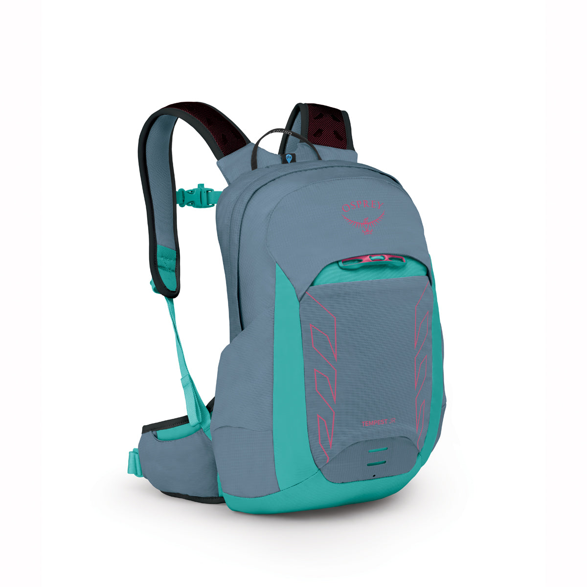 Blue and teal backpack on a white background