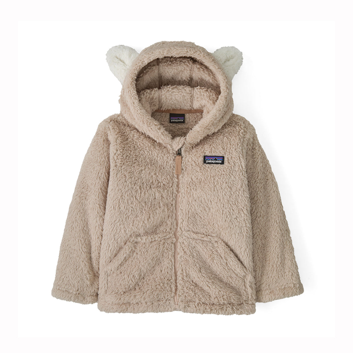 Baby fleece jacket in brown with cute ears on hood