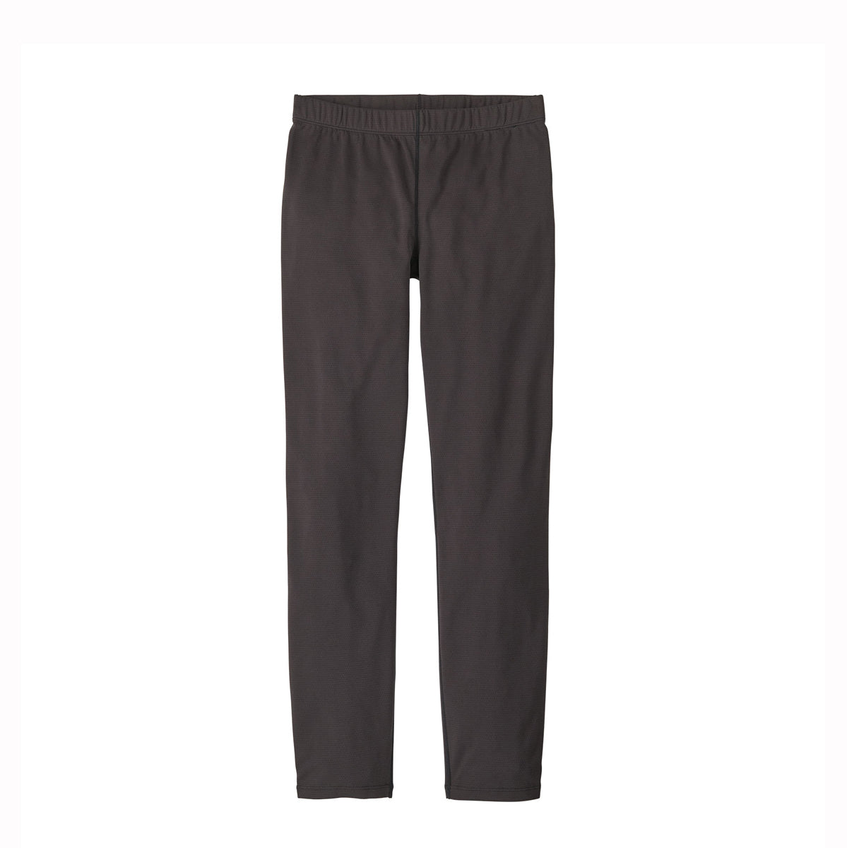Dark charcoal grey kids thermal bottoms with an elastic waistband, shown flat against a plain white background.