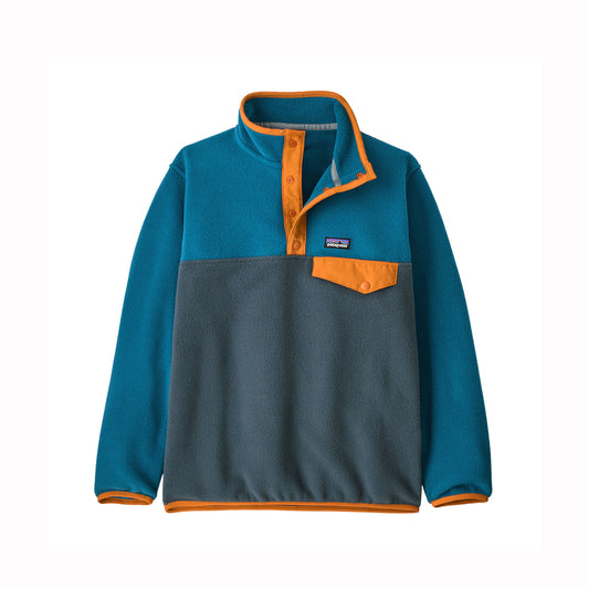 Two-tone fleece pullover with orange accents on a white background