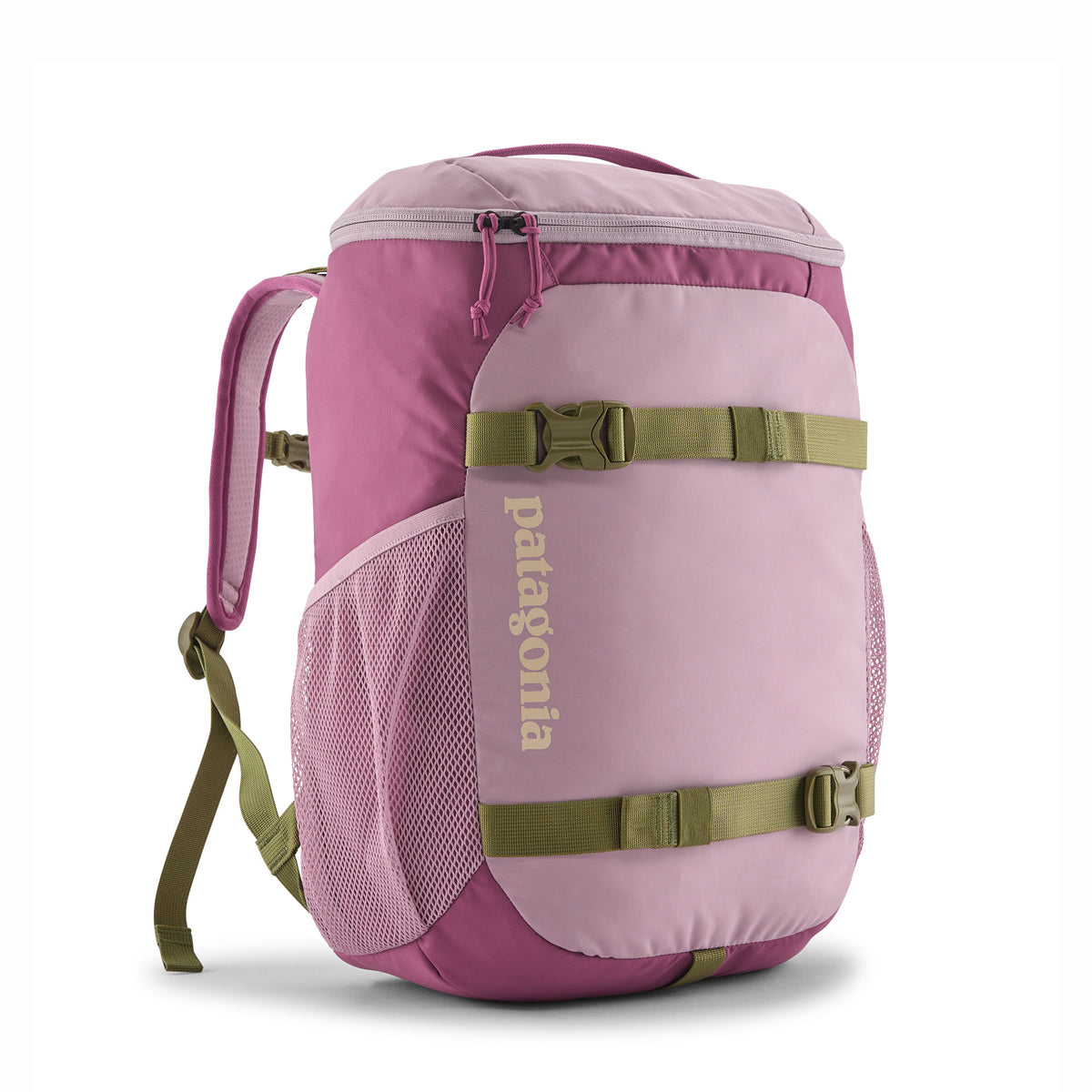 Purple kids rucksack with Patagonia logo 