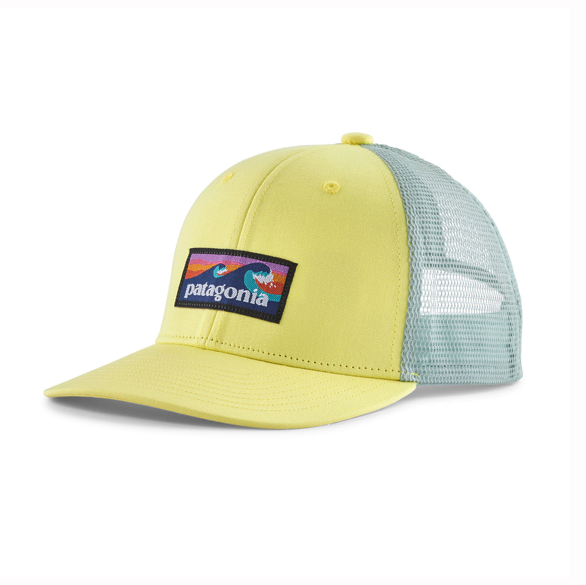 kids trucker hat in yellow with Patagonia logo