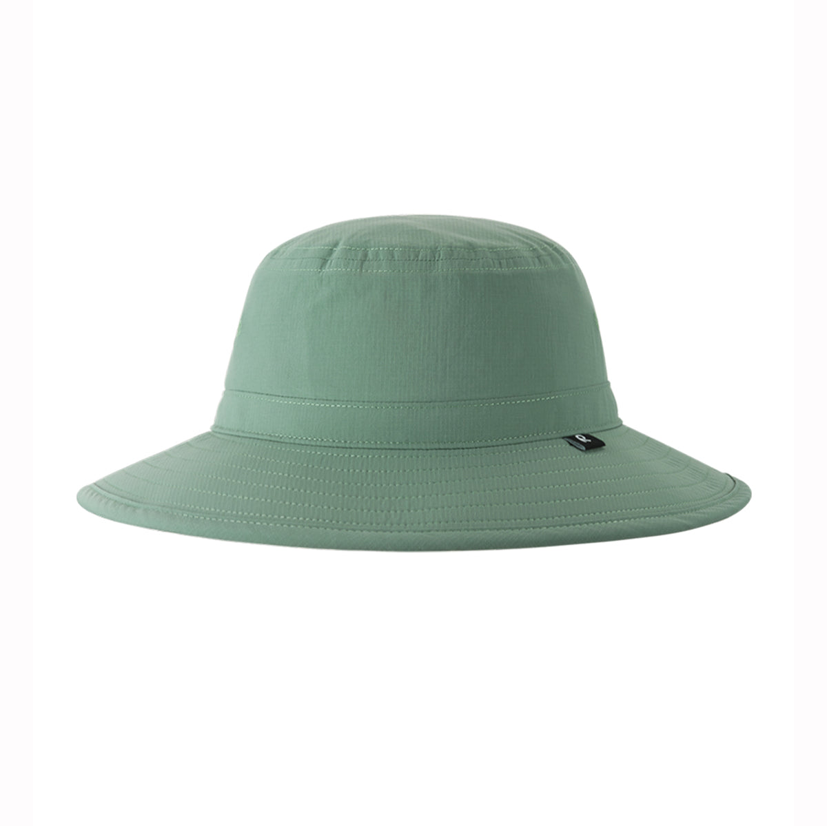 Green kids sun hat with wide brim on a white background