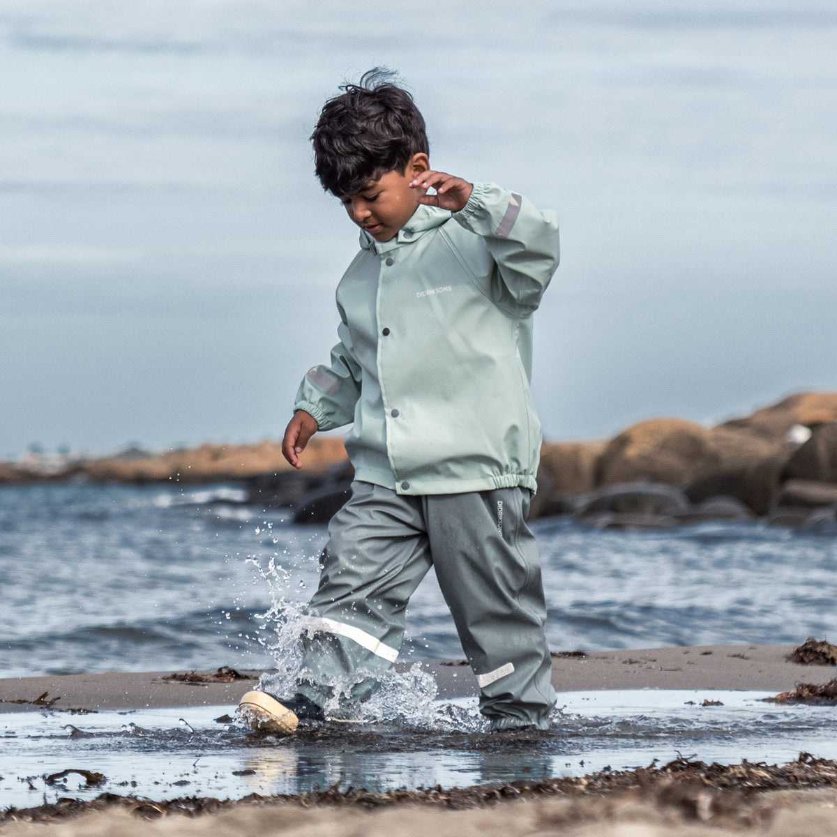 Didriksons Kids Waterproof Slaskeman Sets (Ocean Mint)
