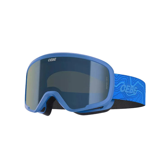 Blue kids ski goggles with CEBE logo