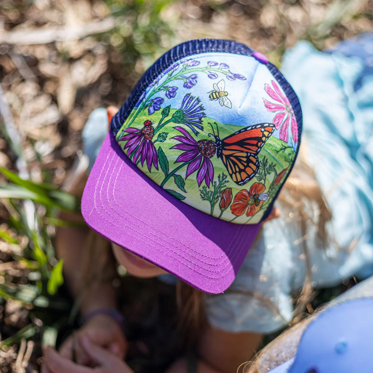 Sunday Afternoons Kids Trucker Cap (Butterflies and Bees)