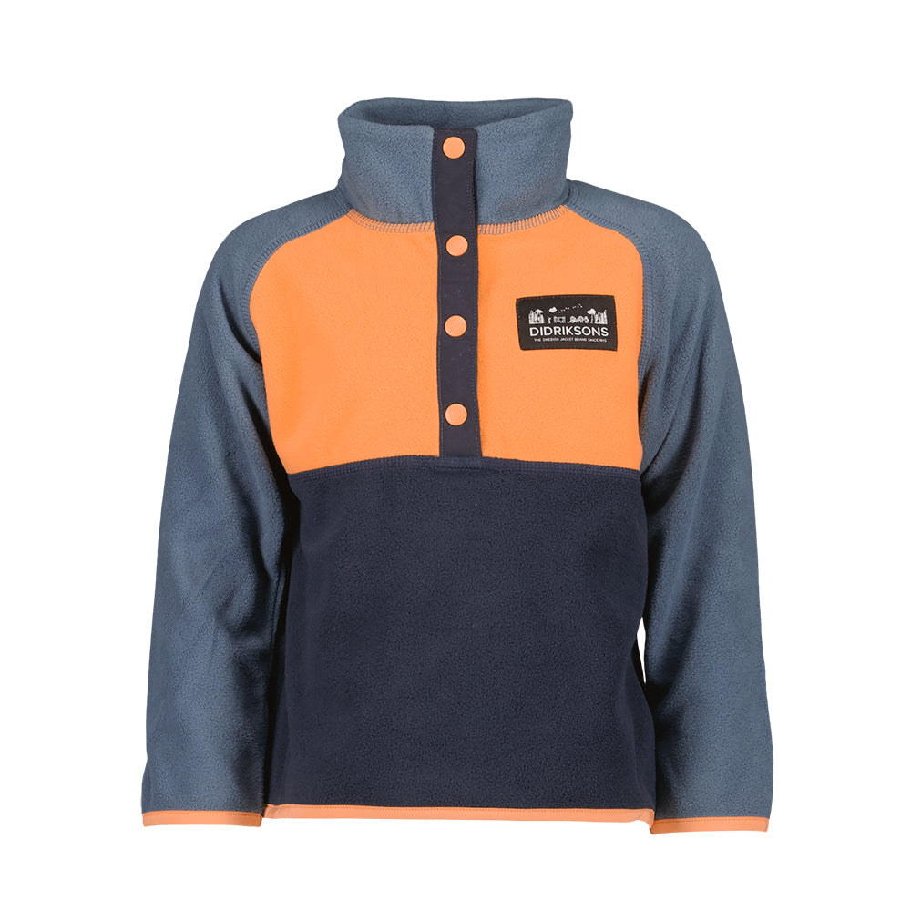 Didriksons half button monte in get and yellow kids fleece
