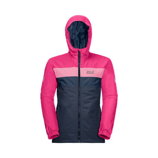 Jack Wolfskin kids Four Lakes jacket in navy and pink