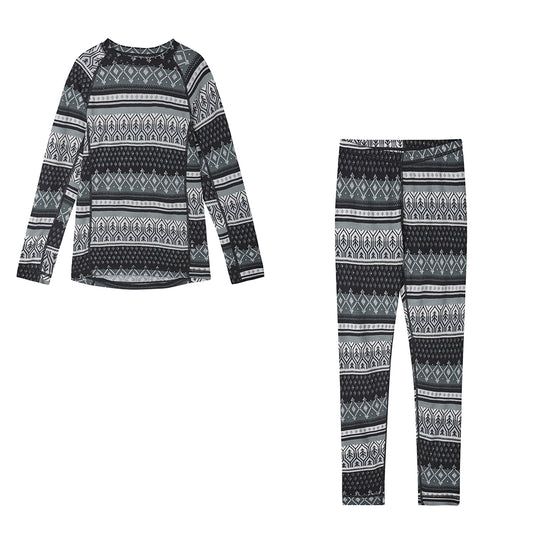 Reima kids merino thermals with black nordic pattern