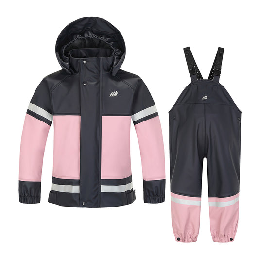 Skogstad little kids waterproof jacket and dungarees in navy and pink