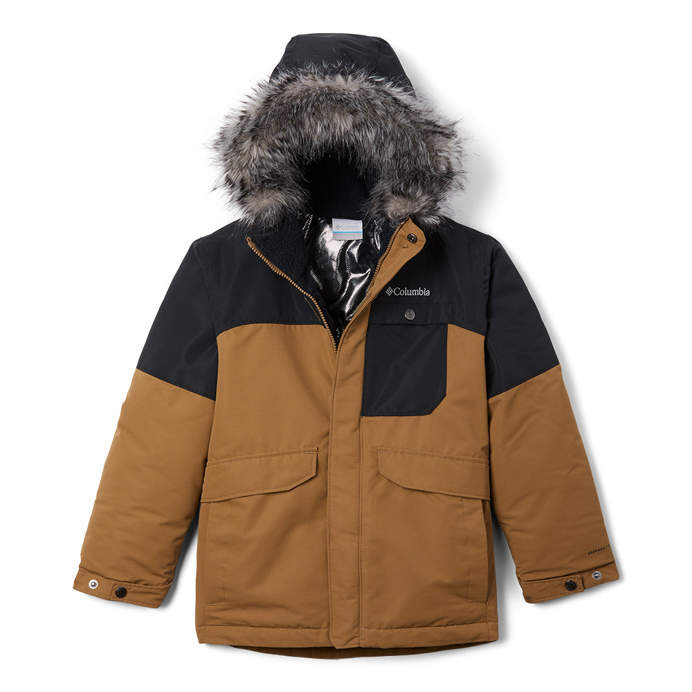 Columbia boys Nordic Strider winter jacket in black and tan
