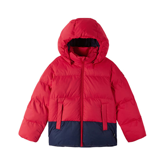 Reima kids down jacket in red and blue
