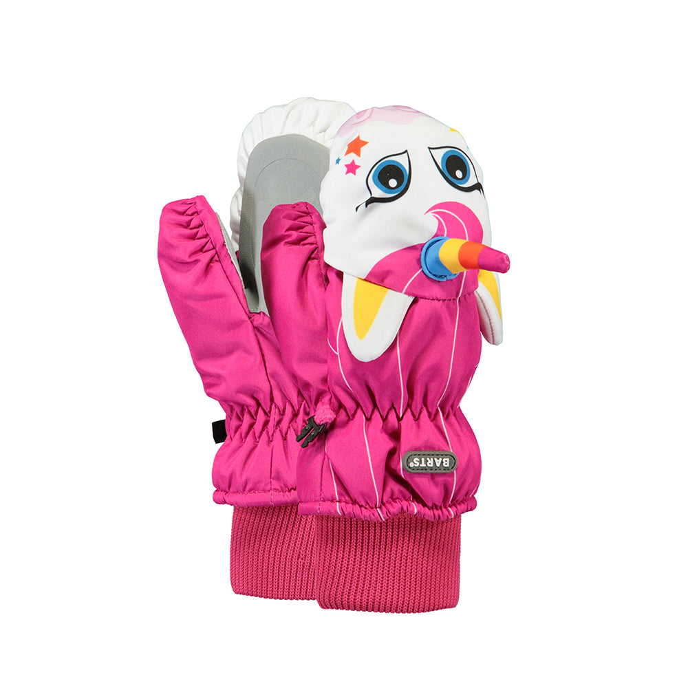 Barts kids 3D mittens in unicorn pink