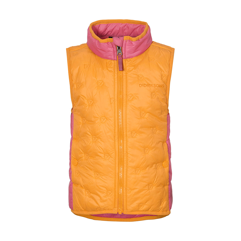 Didriksons girls insulated body warmer in orange and pink