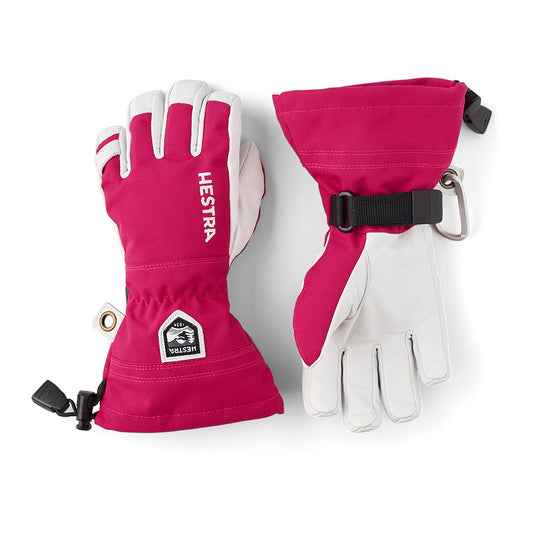 Hestra kids Army Leather gloves in fushia pink