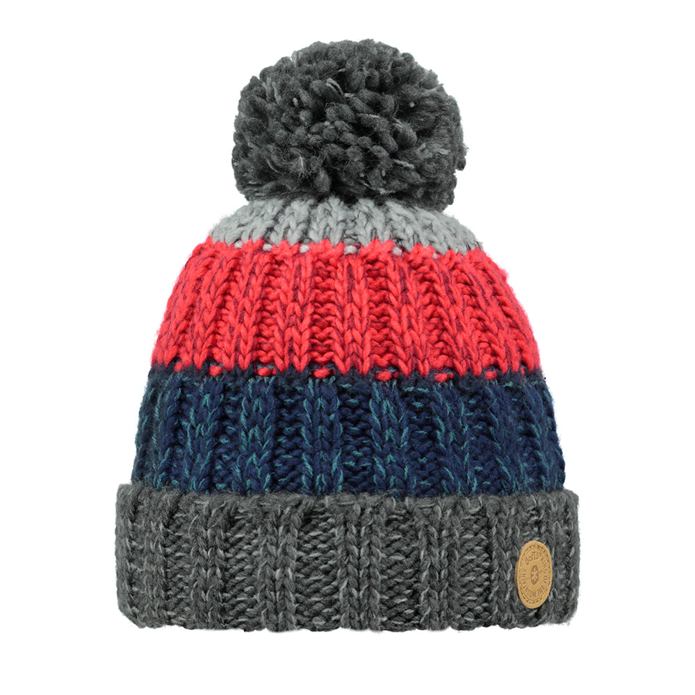 Barts kids Wilhelm beanie in navy, grey and red