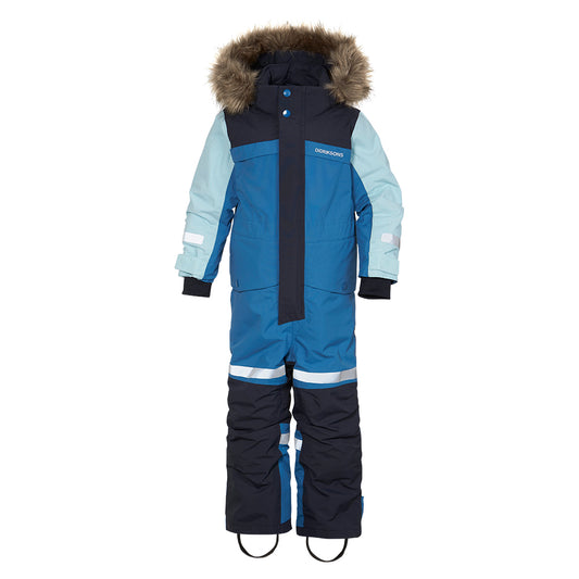 Didriksons all-in-one ski suit, snow suit in blue with faux fur collar