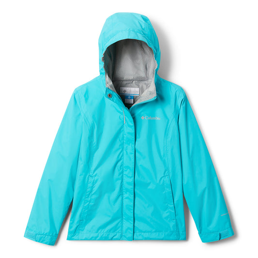 Columbia Girls waterproof shell jacket in turquoise