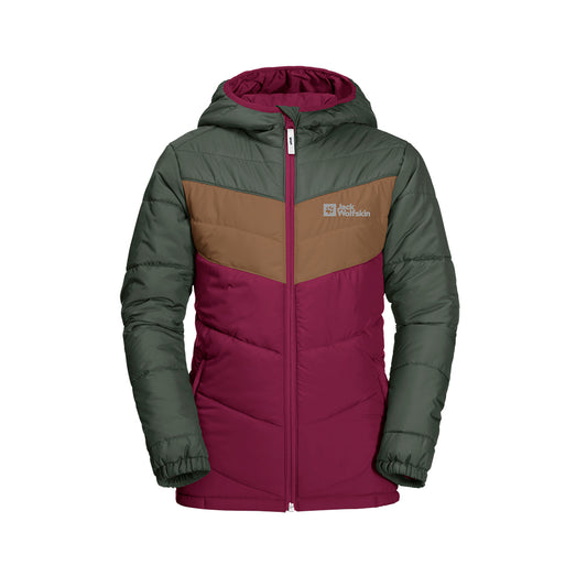 Jack Wolfskin girls Three Hills Puffer Jacket in dark ruby