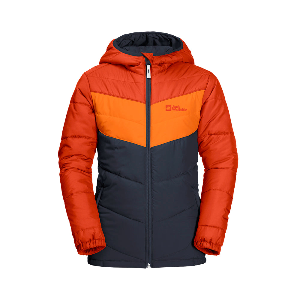 Jack Wolfskin Kids Three Hills Puffer Jacket in blue and orange