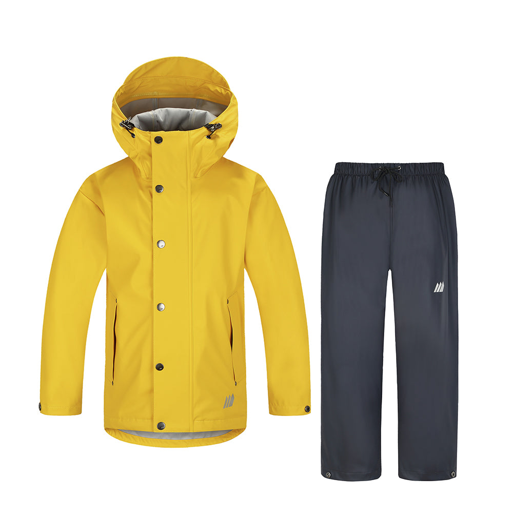 Skogstad Youth Espevaer Waterproof Set with black trousers and yellow jacket