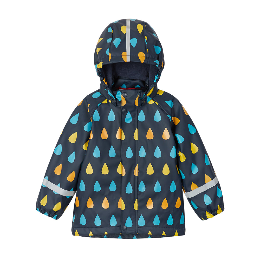 Reima Koski Kids Fleece Lined Waterproof Jacket (Navy Raindrops)