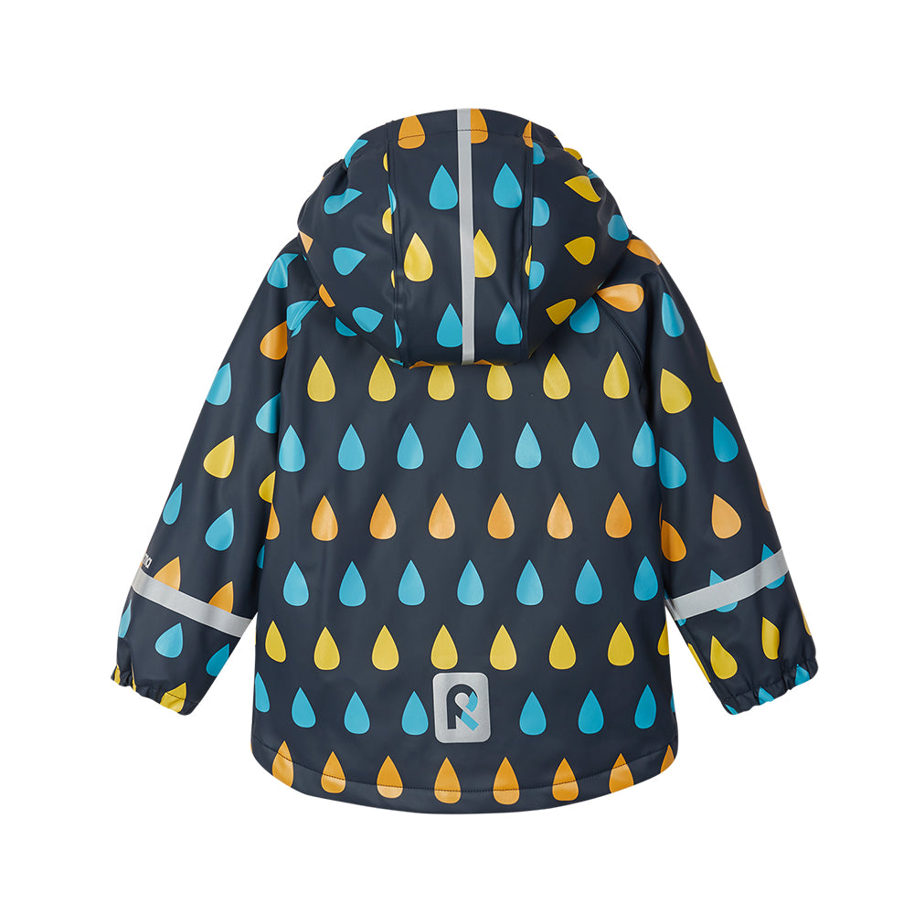 Reima Koski Kids Fleece Lined Waterproof Jacket (Navy Raindrops)