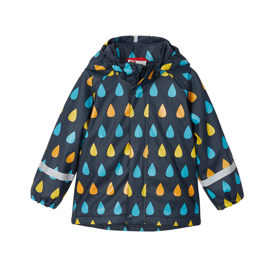 Reima Koski Kids Fleece Lined Waterproof Jacket (Navy Raindrops)