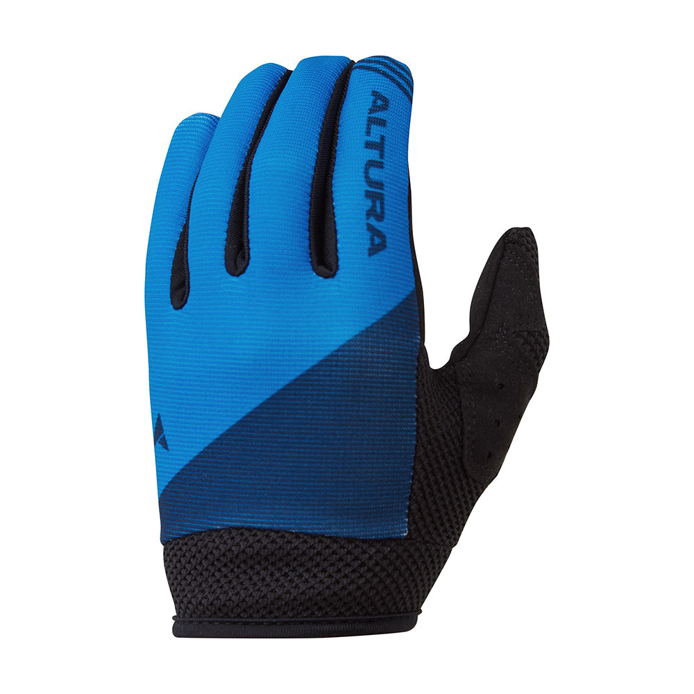 Full fingered kids cycling gloves in blue