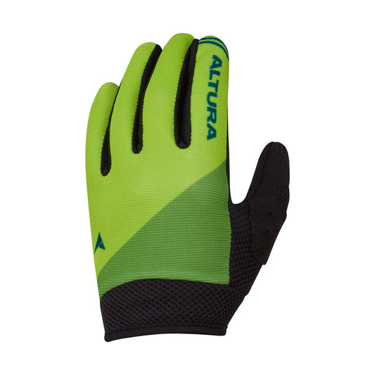 Full fingered kids cycling gloves, with yellow fabric