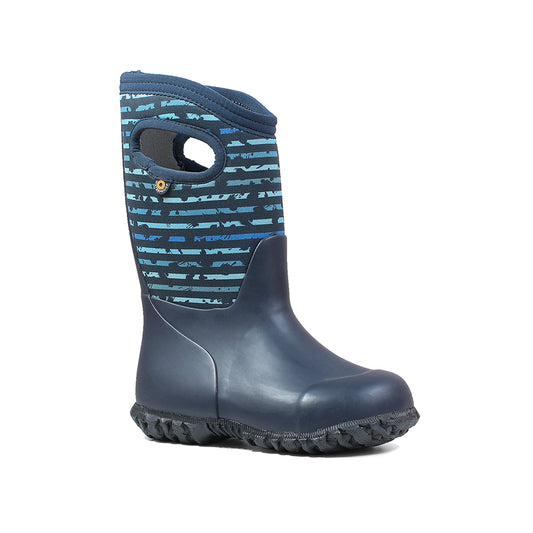 Bogs York Kids Insulated Rain Boots (Blue Stripe)