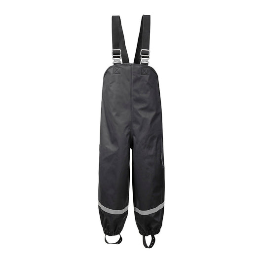 Didriksons Plaskeman Kids Waterproof PU Dungarees (Black)-Little Adventure Shop