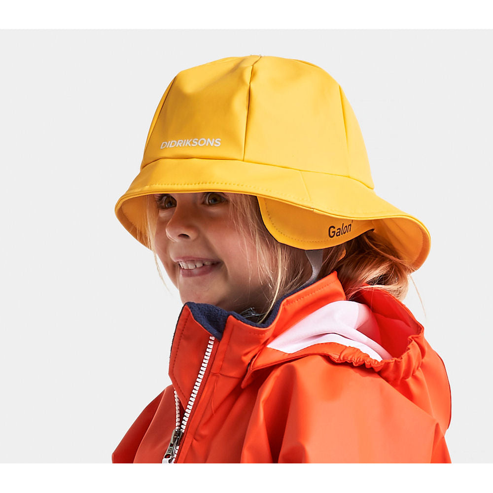 Didriksons Kids Southwest PU Rain Hat (Yellow)-Little Adventure Shop