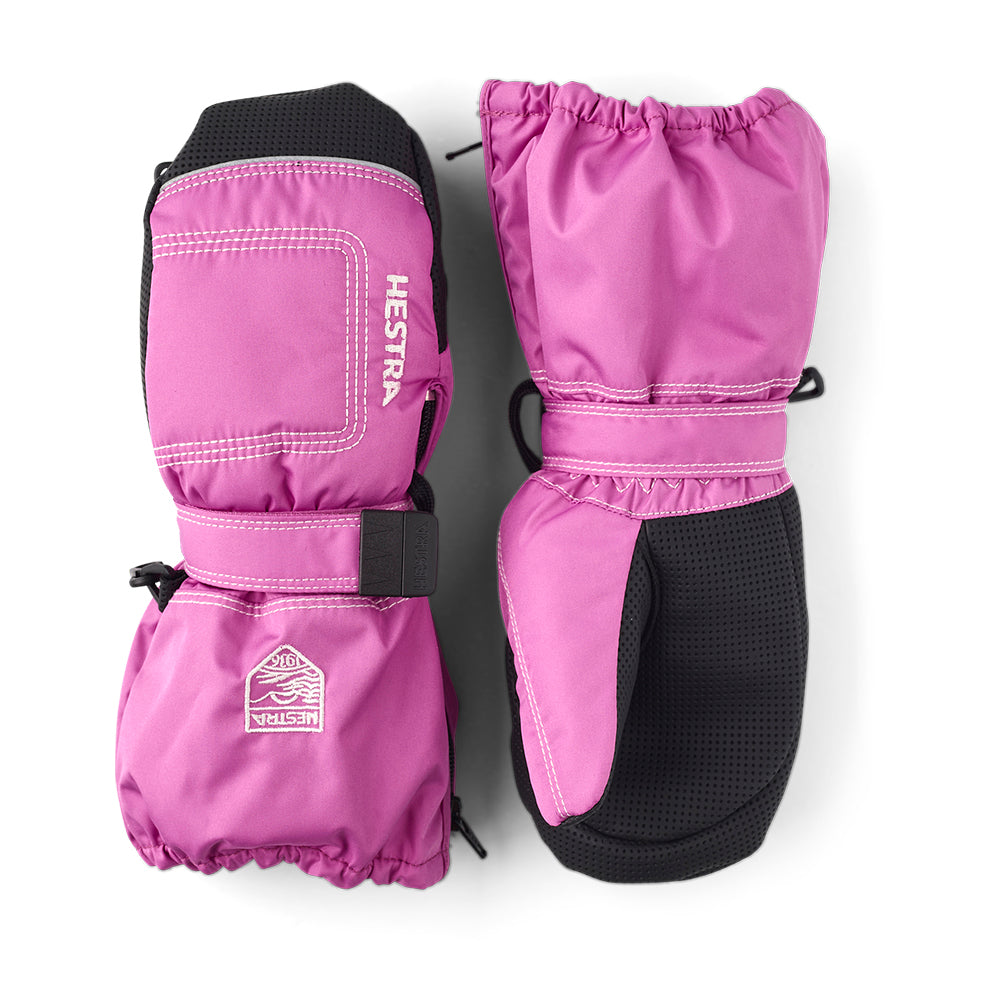 Hestra baby zip mittens in pink
