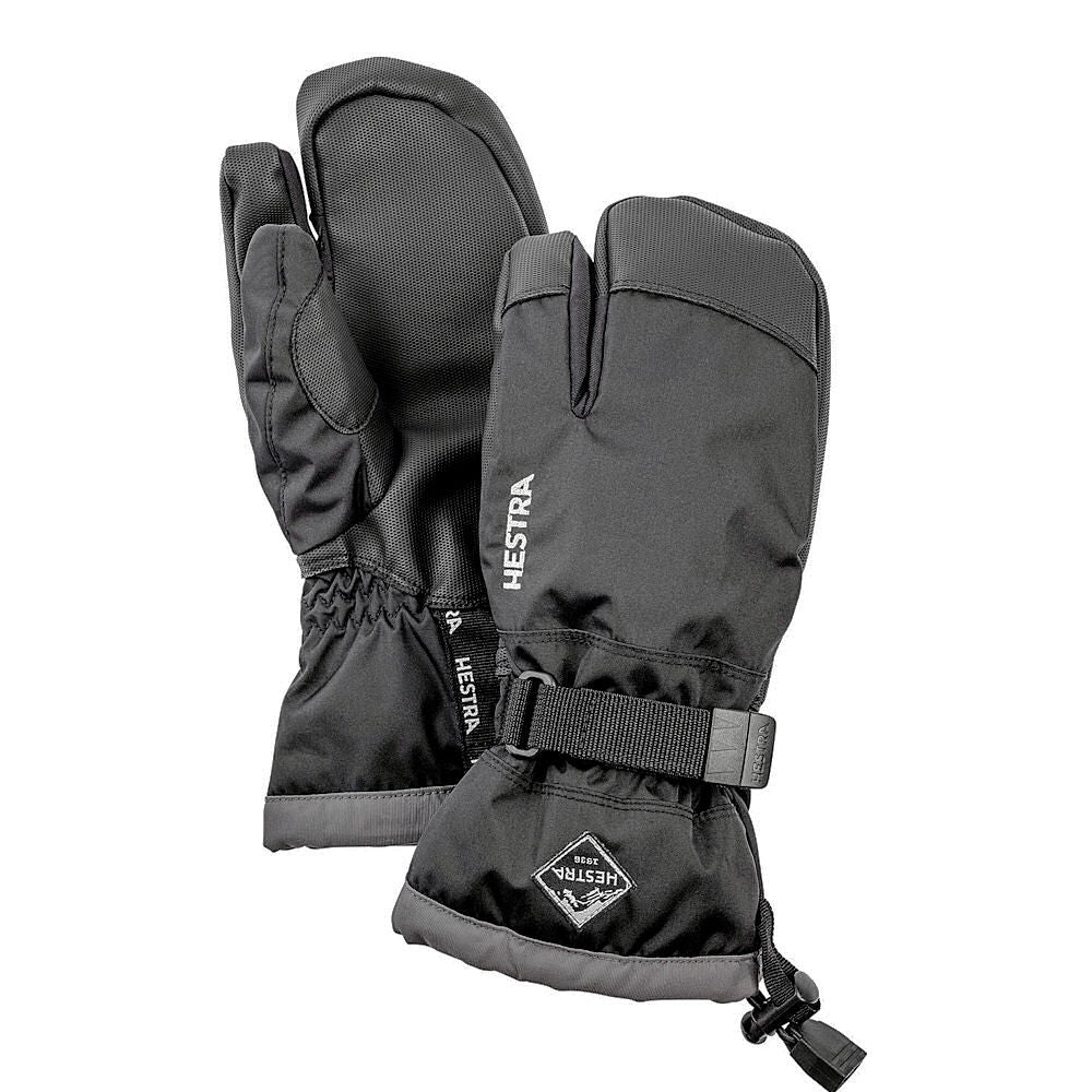 Hestra C-Zone Jr 3-Fingered Kids Ski Gloves (Black)-Little Adventure Shop