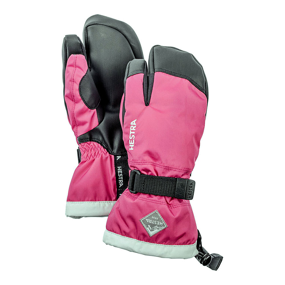 Hestra C-Zone Jr 3-Fingered Kids Ski Gloves (Fushia)-Little Adventure Shop