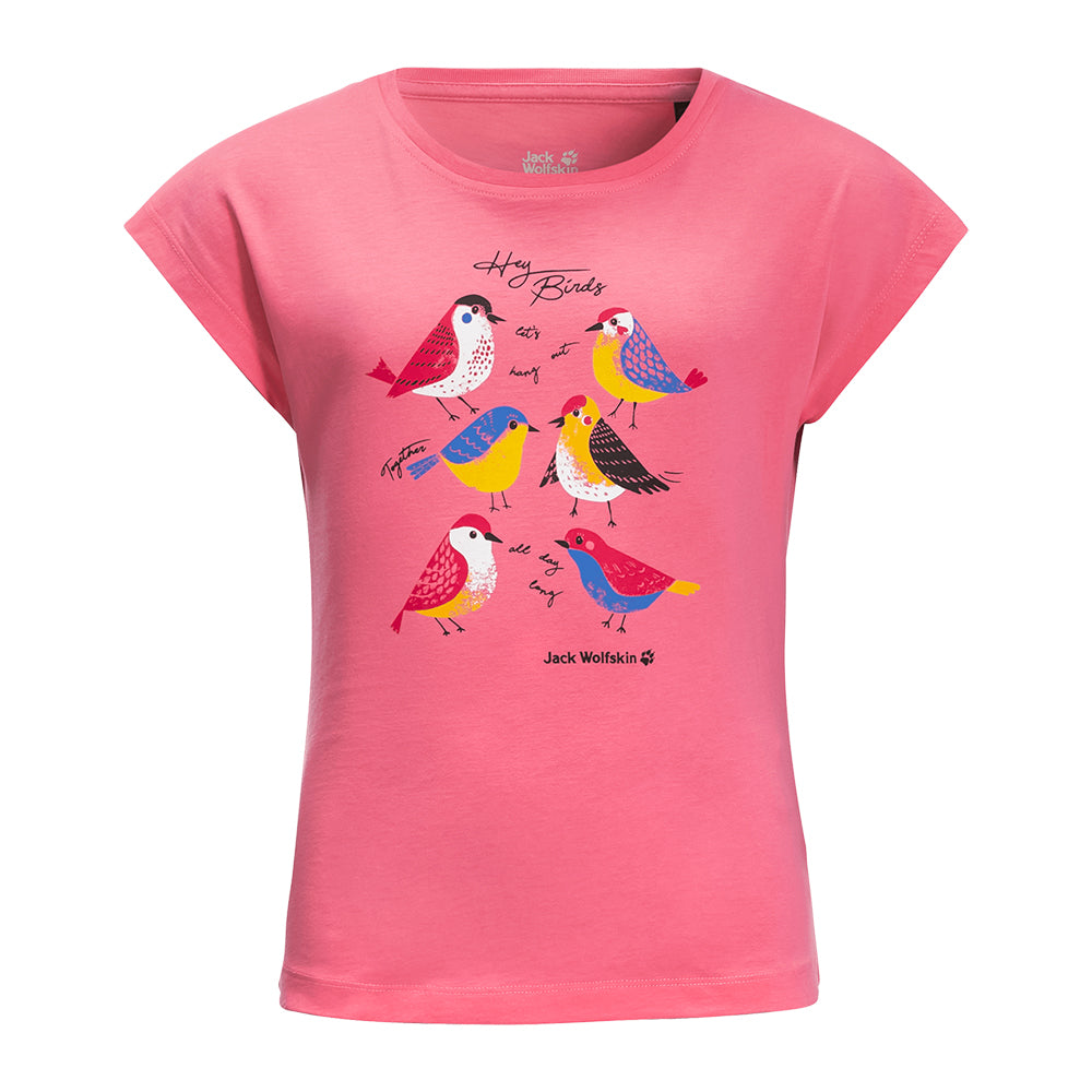 Jack Wolfskin pink girls T-shirt made from organic cotton