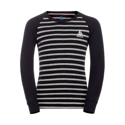 Odlo kids thermal top in black with grey stripes