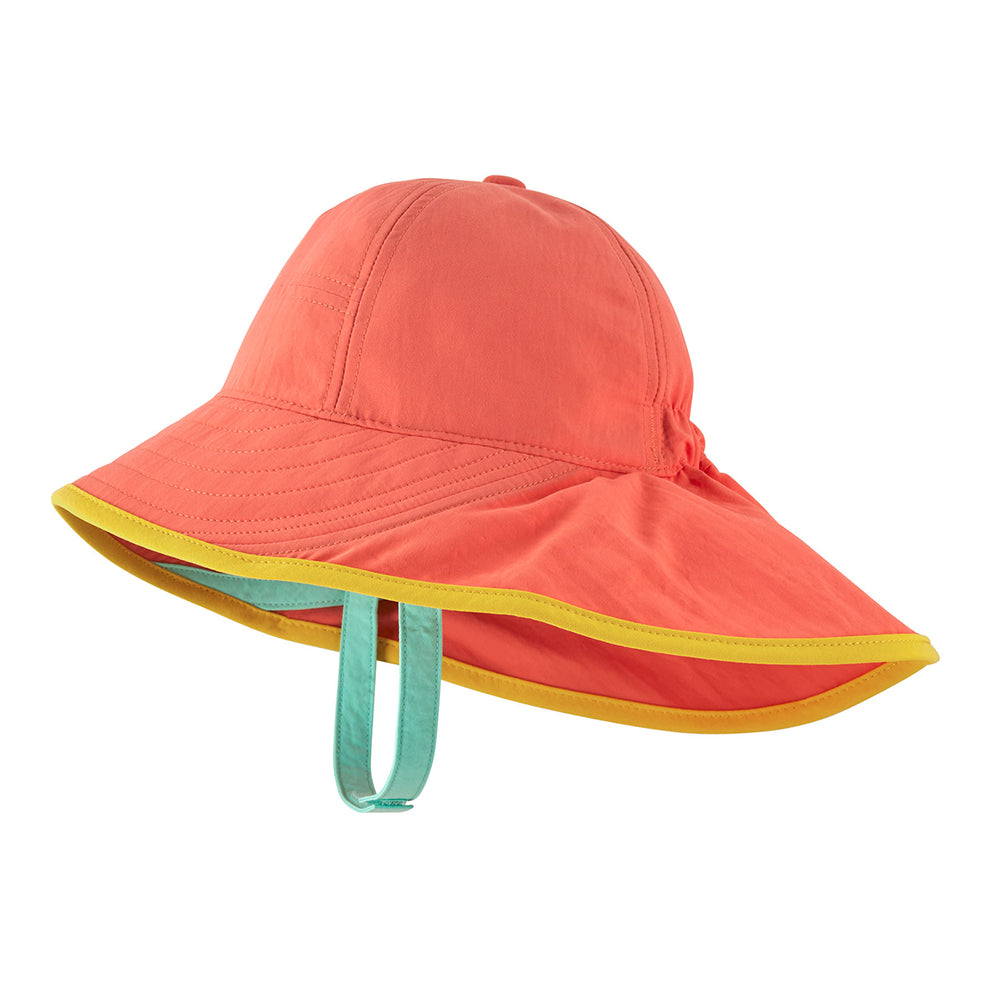 Patagonia Baby Block-the-Sun Hat in a pinky coral recycled fabric