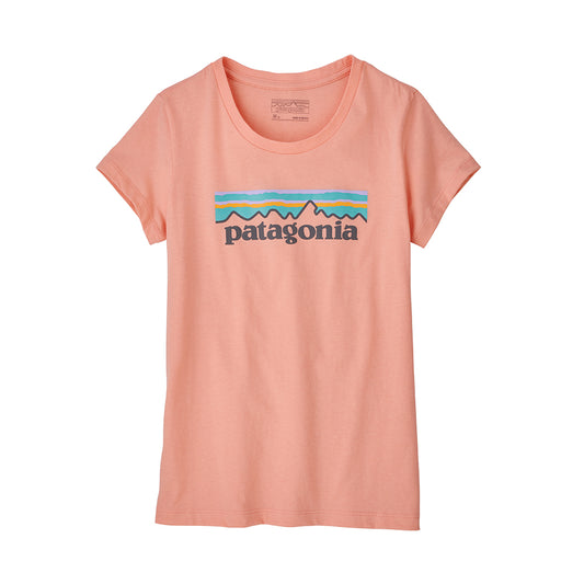 Patagonia Girls P-6 Logo Organic Cotton T-Shirt (Flamingo Pink)