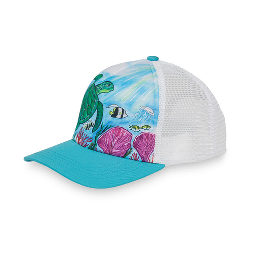 Kids trucker cap with sea turtle image