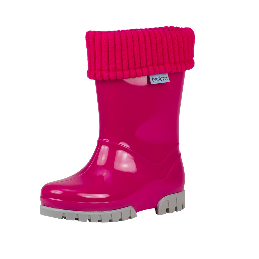 Term Kids Roll Top Welly Boots (Pink)-Little Adventure Shop