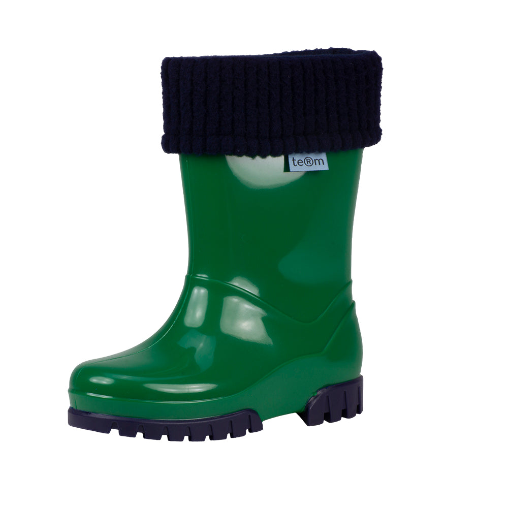 Term Kids Roll Top Welly Boots (Green)-Little Adventure Shop